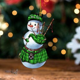 ScotsTee Shop Scottish Galloway District Clan Crest Tartan Ornament Snowman Bagpipe Personalized