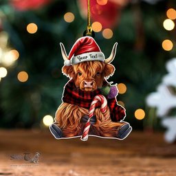 ScotsTee Shop Scottish Campbell of Lochlane Modern Tartan Ornament Highland Cow And Thistle Personalized
