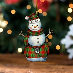 ScotsTee Shop Scottish Cumming Ancient Clan Crest Tartan Ornament Snowman Warrior Personalized