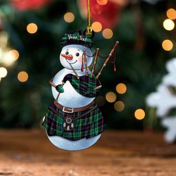 ScotsTee Shop Scottish Forsyth Modern Clan Crest Tartan Ornament Snowman Bagpipe Personalized