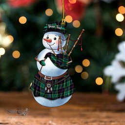 ScotsTee Shop Scottish Forsyth Modern Clan Crest Tartan Ornament Snowman Bagpipe Personalized