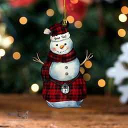 ScotsTee Shop Scottish Campbell of Lochlane Modern Tartan Ornament Snowman Warrior Personalized