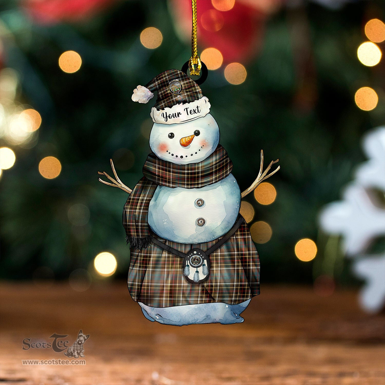 ScotsTee Shop Scottish Hislop #2 Weathered Clan Crest Tartan Ornament Snowman Warrior Personalized