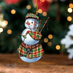 ScotsTee Shop Scottish Gibson (Gibbs) Modern Clan Crest Tartan Ornament Snowman Bagpipe Personalized