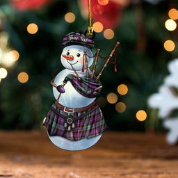 ScotsTee Shop Scottish Hunter Weathered Clan Crest Tartan Ornament Snowman Bagpipe Personalized