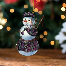 ScotsTee Shop Scottish Hunter Weathered Clan Crest Tartan Ornament Snowman Bagpipe Personalized