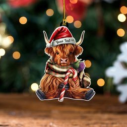 ScotsTee Shop Scottish Donachie of Brockloch Hunting Weathered Clan Crest Tartan Ornament Highland Cow And Thistle Personalized