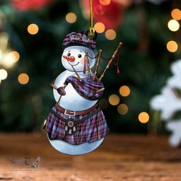 ScotsTee Shop Scottish Dempster Weathered Clan Crest Tartan Ornament Snowman Bagpipe Personalized
