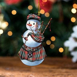 ScotsTee Shop Scottish Harvey Weathered Clan Crest Tartan Ornament Snowman Bagpipe Personalized