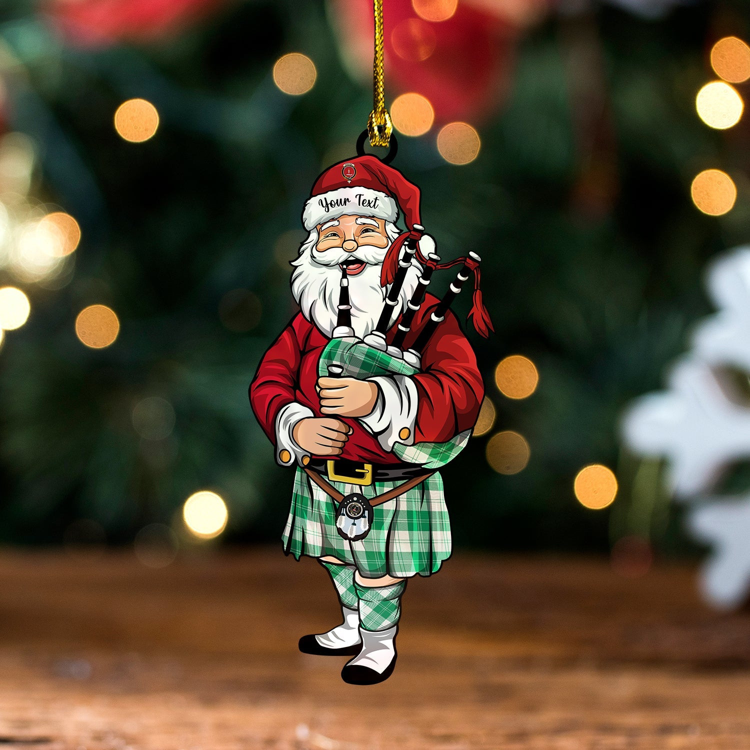 ScotsTee Shop Scottish Erskine Green Clan Crest Tartan Ornament Santa Personalized