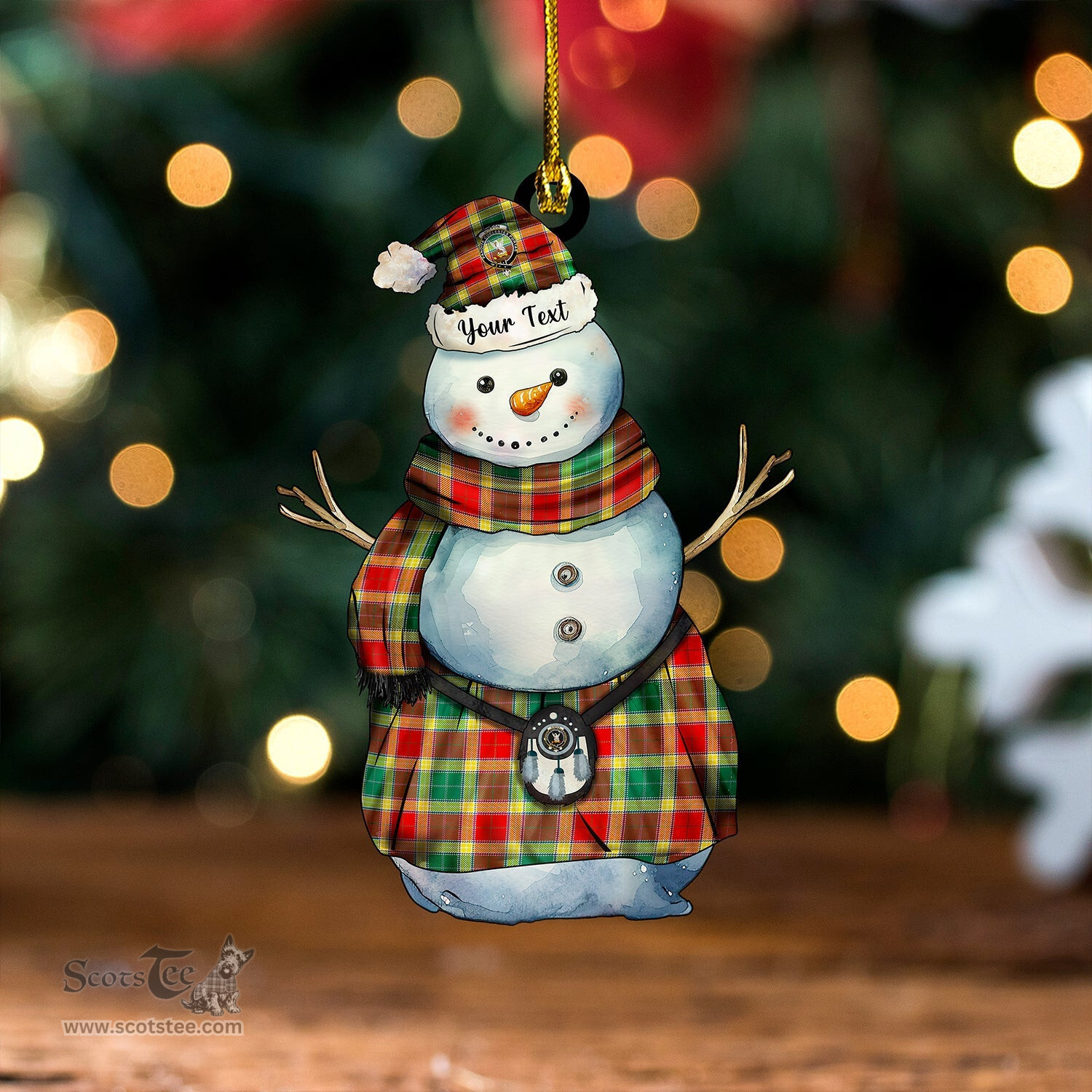 ScotsTee Shop Scottish Gibson (Gibbs) Modern Clan Crest Tartan Ornament Snowman Warrior Personalized