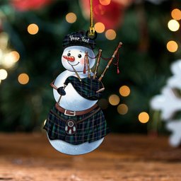 ScotsTee Shop Scottish Hope Vere Modern Clan Crest Tartan Ornament Snowman Bagpipe Personalized