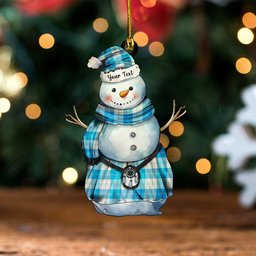 ScotsTee Shop Scottish Erskine Blue Clan Crest Tartan Ornament Snowman Warrior Personalized