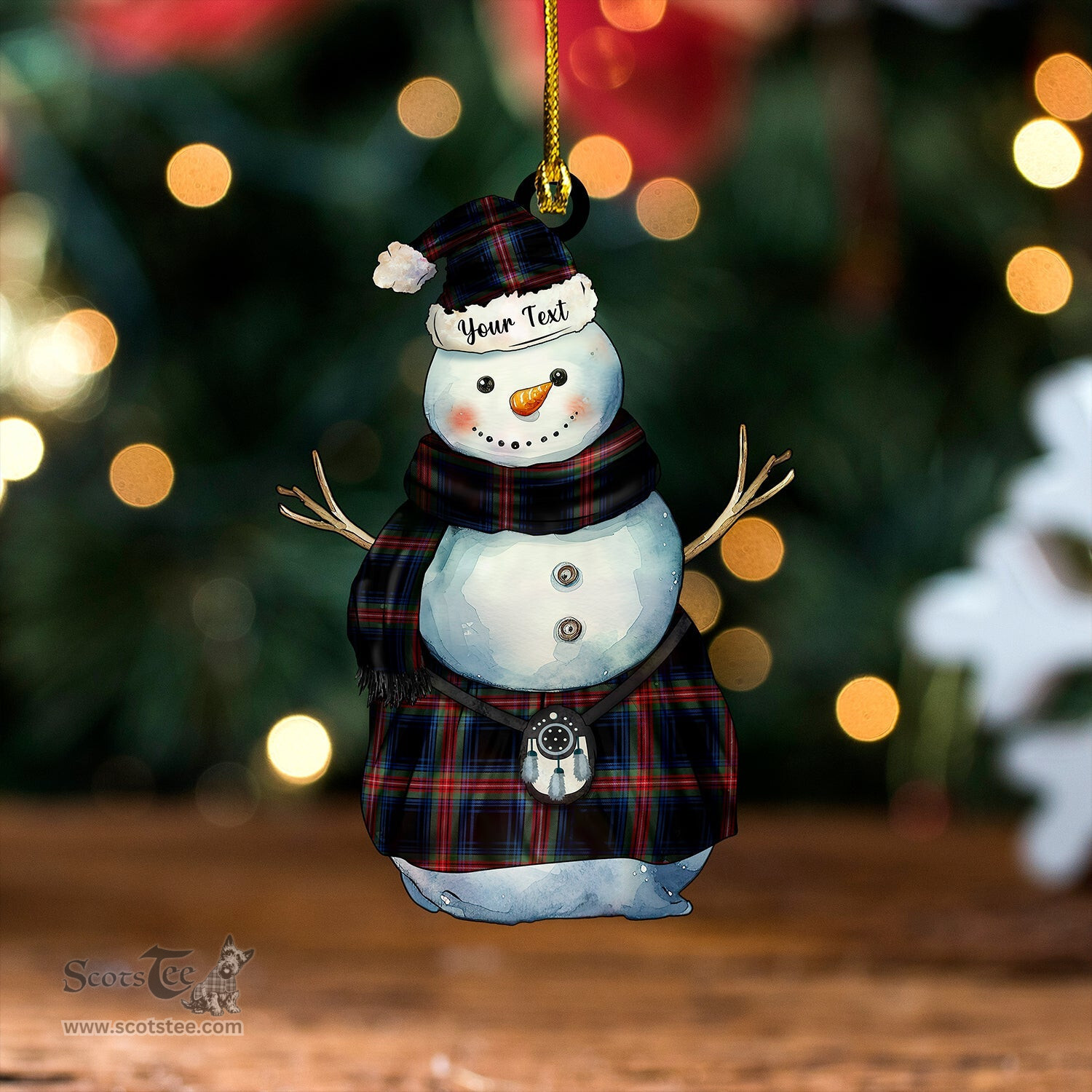 ScotsTee Shop Scottish Braveheart Warrior (Watson 2) Modern Tartan Ornament Snowman Warrior Personalized