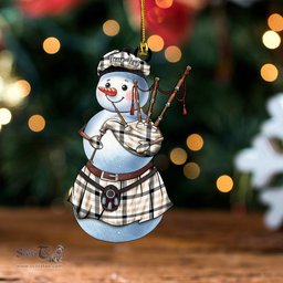 ScotsTee Shop Scottish Hogg Weathered Clan Crest Tartan Ornament Snowman Bagpipe Personalized