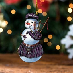 ScotsTee Shop Scottish Hope Vere Weathered Clan Crest Tartan Ornament Snowman Bagpipe Personalized