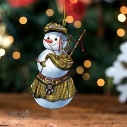 ScotsTee Shop Scottish Donachie of Brockloch Hunting Ancient Clan Crest Tartan Ornament Snowman Bagpipe Personalized