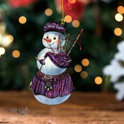 ScotsTee Shop Scottish Fitzgerald Hunting Weathered Tartan Ornament Snowman Bagpipe Personalized