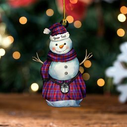 ScotsTee Shop Scottish Fraser of Reelig Modern Clan Crest Tartan Ornament Snowman Warrior Personalized