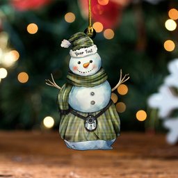 ScotsTee Shop Scottish Kennedy Irish Weathered Tartan Ornament Snowman Warrior Personalized