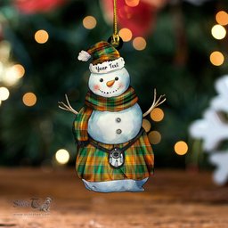 ScotsTee Shop Scottish Keilar Modern Tartan Ornament Snowman Warrior Personalized