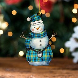 ScotsTee Shop Scottish Laing (Lang) Modern Clan Crest Tartan Ornament Snowman Warrior Personalized