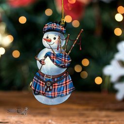 ScotsTee Shop Scottish Laing of Archiestown (Lang of Archiestown) Ancient Clan Crest Tartan Ornament Snowman Bagpipe Personalized