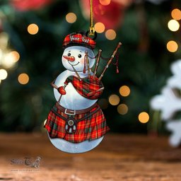 ScotsTee Shop Scottish Kirk Modern Clan Crest Tartan Ornament Snowman Bagpipe Personalized