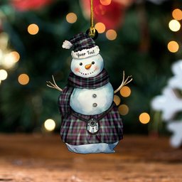ScotsTee Shop Scottish Lamont (MacLamont) Weathered Clan Crest Tartan Ornament Snowman Warrior Personalized