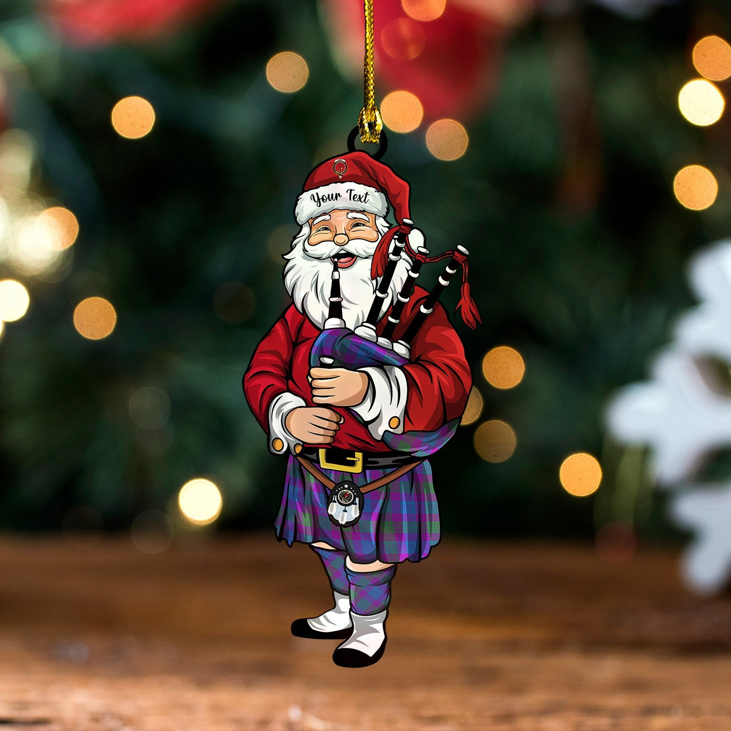 ScotsTee Shop Scottish Lang (Laing) Modern Clan Crest Tartan Ornament Santa Personalized