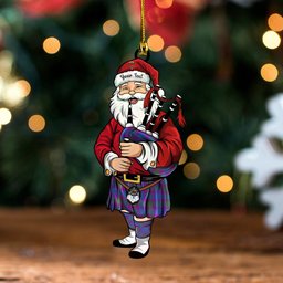 ScotsTee Shop Scottish Lang (Laing) Modern Clan Crest Tartan Ornament Santa Personalized