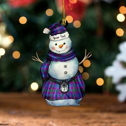ScotsTee Shop Scottish Lang (Laing) Modern Clan Crest Tartan Ornament Snowman Warrior Personalized