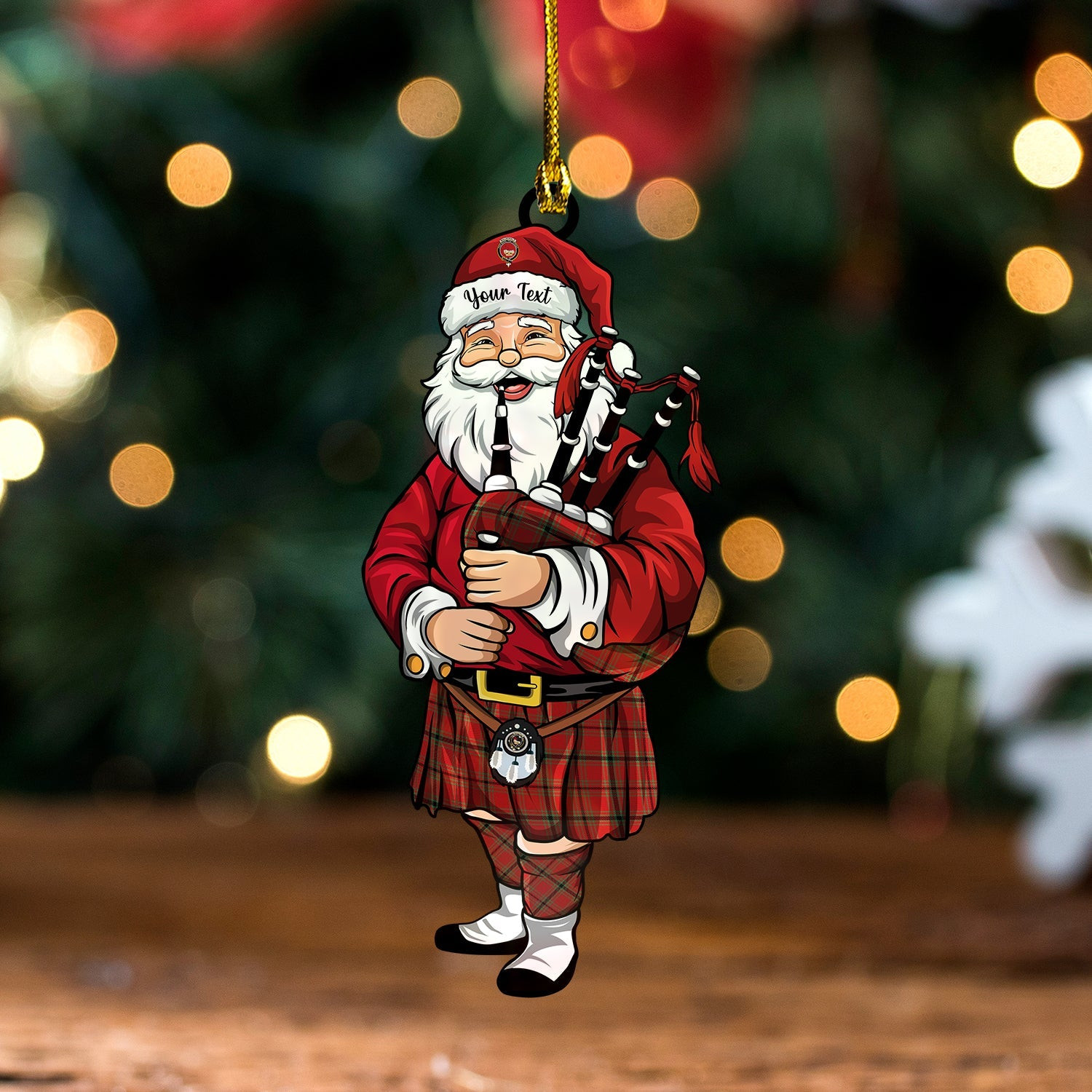ScotsTee Shop Scottish MacDonald of Belfinlay Modern Clan Crest Tartan Ornament Santa Personalized