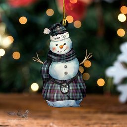 ScotsTee Shop Scottish MacNeil of Colonsay (MacNeil of Barra of Colonsay) Weathered Clan Crest Tartan Ornament Snowman Warrior Personalized