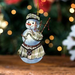 ScotsTee Shop Scottish MacGregor Dress Green (Gregor Dress Green) Weathered Tartan Ornament Snowman Bagpipe Personalized