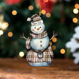 ScotsTee Shop Scottish MacPherson Dress Blue Weathered Tartan Ornament Snowman Warrior Personalized