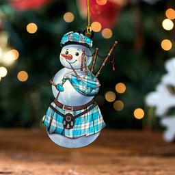 ScotsTee Shop Scottish Lennox Dress Turquoise Tartan Ornament Snowman Bagpipe Personalized