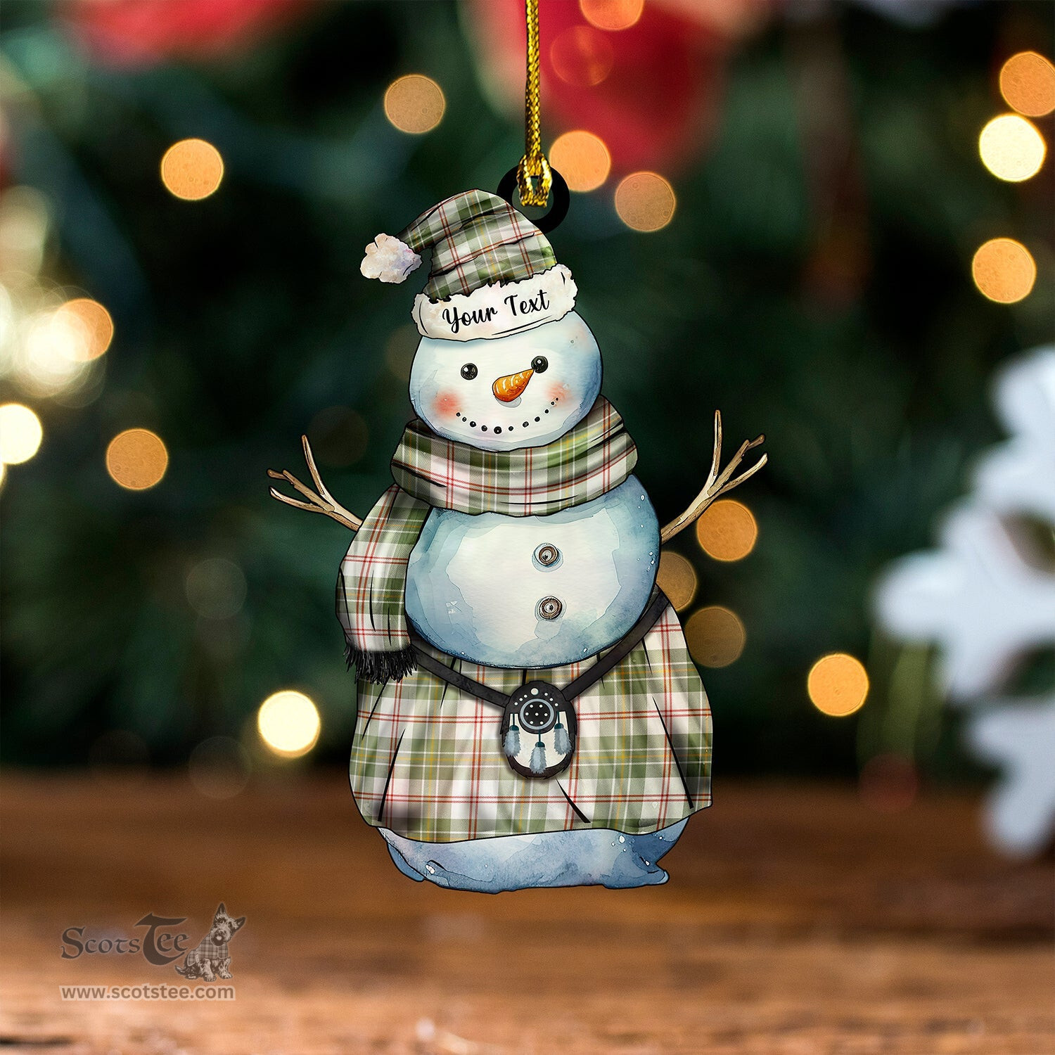 ScotsTee Shop Scottish MacPherson Dress Blue Ancient Tartan Ornament Snowman Warrior Personalized