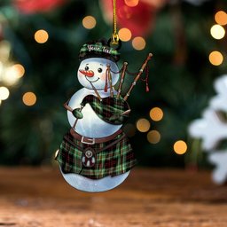 ScotsTee Shop Scottish MacDiarmid Modern Clan Crest Tartan Ornament Snowman Bagpipe Personalized