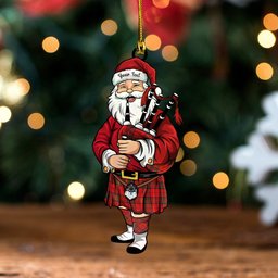 ScotsTee Shop Scottish MacDonell of Keppoch Ancient Tartan Ornament Santa Personalized