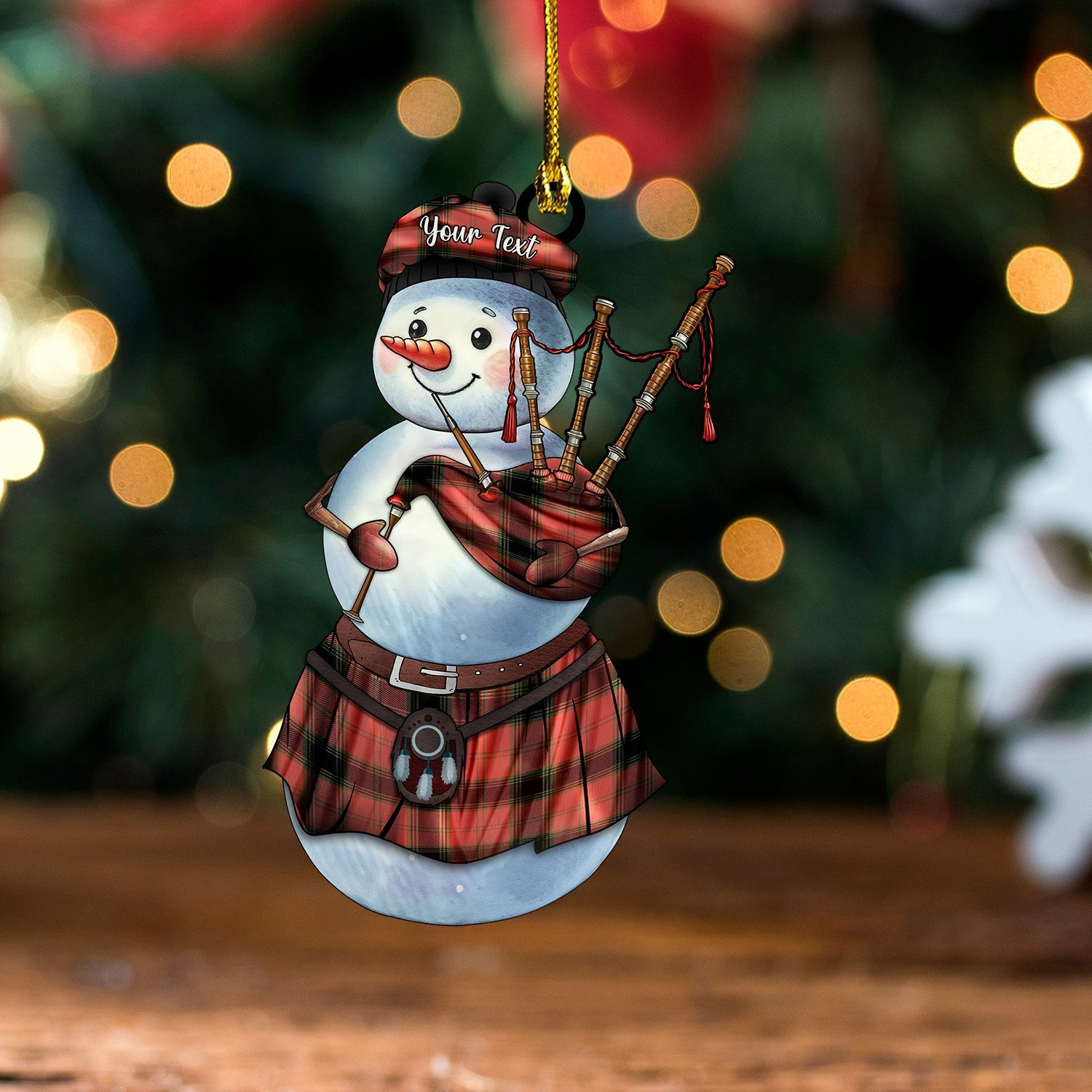 ScotsTee Shop Scottish Lawlis aka Lawless Ancient Tartan Ornament Snowman Bagpipe Personalized