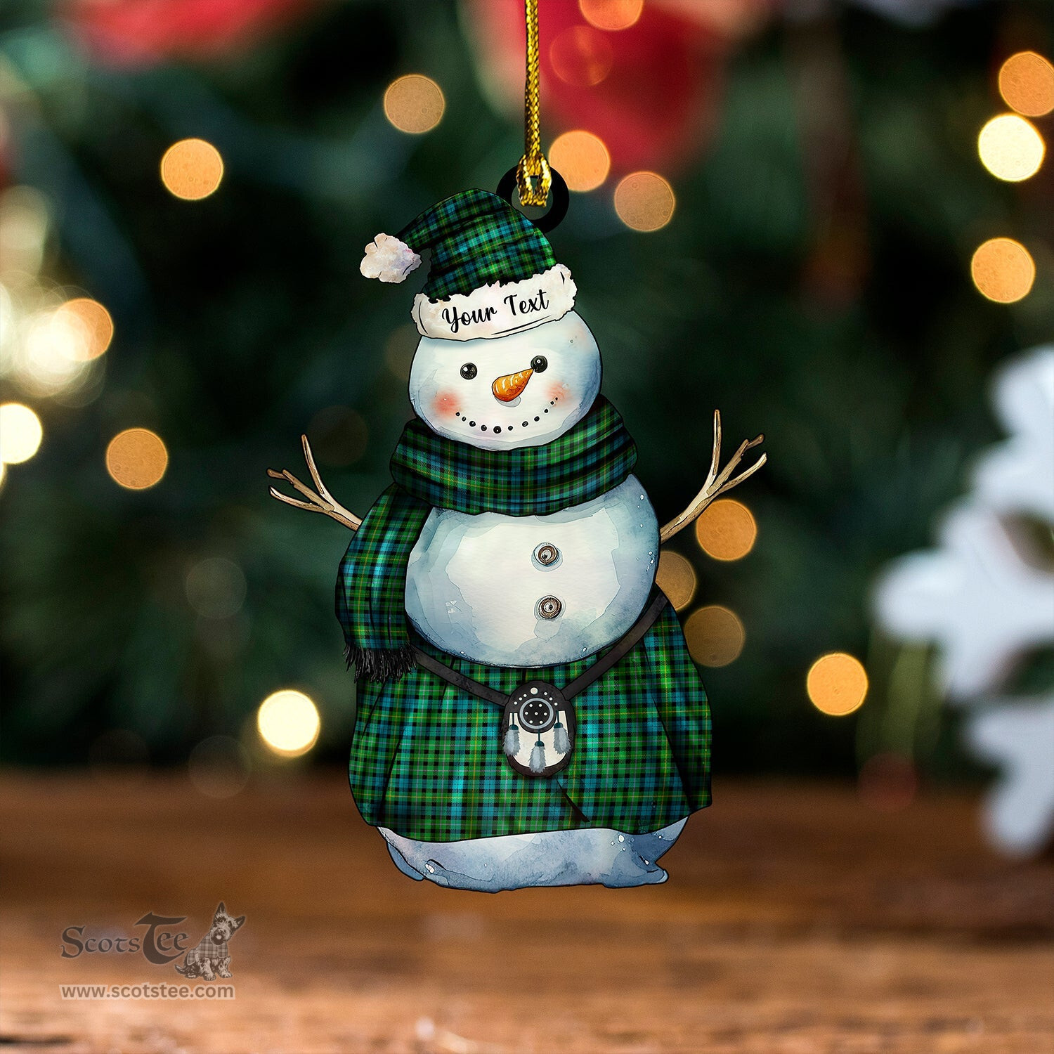 ScotsTee Shop Scottish MacBride Ancient Tartan Ornament Snowman Warrior Personalized