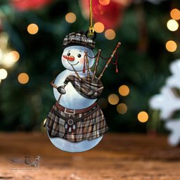 ScotsTee Shop Scottish MacCandlish Grey Dress Ancient Tartan Ornament Snowman Bagpipe Personalized