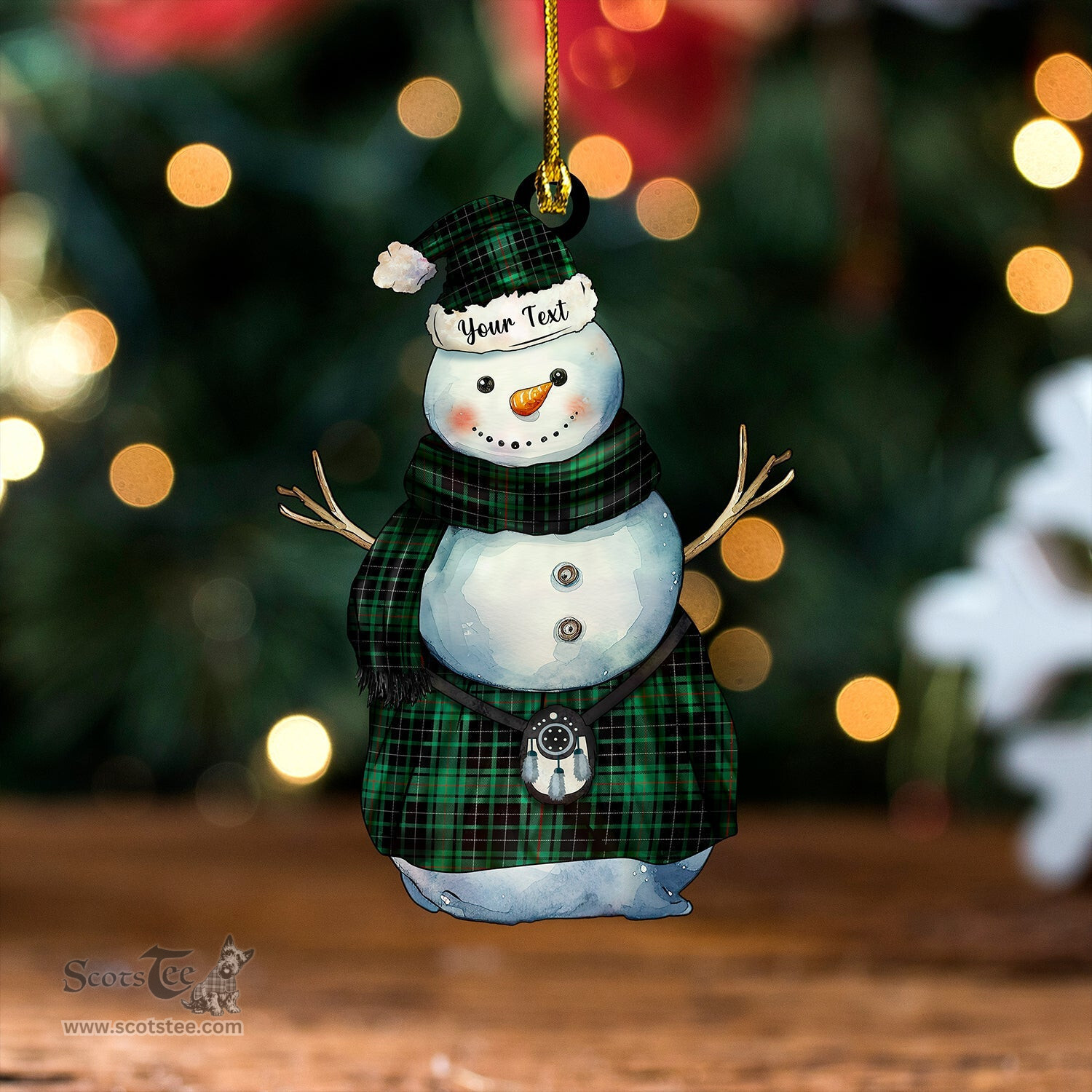 ScotsTee Shop Scottish MacAulay Hunting Modern Tartan Ornament Snowman Warrior Personalized