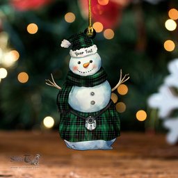 ScotsTee Shop Scottish MacAulay Hunting Modern Tartan Ornament Snowman Warrior Personalized