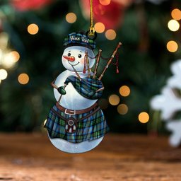 ScotsTee Shop Scottish Lysaght Hunting (MacLysaght Hunting) Ancient Tartan Ornament Snowman Bagpipe Personalized