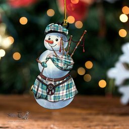 ScotsTee Shop Scottish MacPherson Dress Blue Modern Tartan Ornament Snowman Bagpipe Personalized