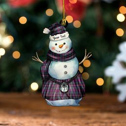 ScotsTee Shop Scottish MacAinsh Weathered Clan Crest Tartan Ornament Snowman Warrior Personalized