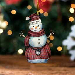 ScotsTee Shop Scottish Lumsden Weathered Clan Crest Tartan Ornament Snowman Warrior Personalized