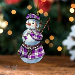 ScotsTee Shop Scottish Lennox Dress Dance Purple Tartan Ornament Snowman Bagpipe Personalized